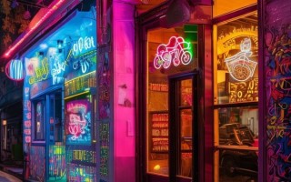 机车店门口，艺术之光—机车店门口的视觉盛宴